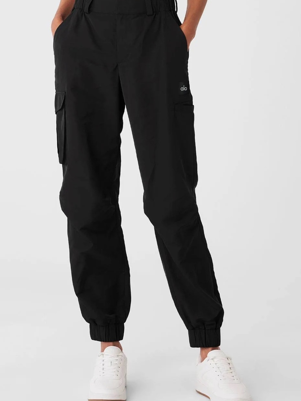 Alo Black Cargo High-Waisted Break Line Joggers NWT